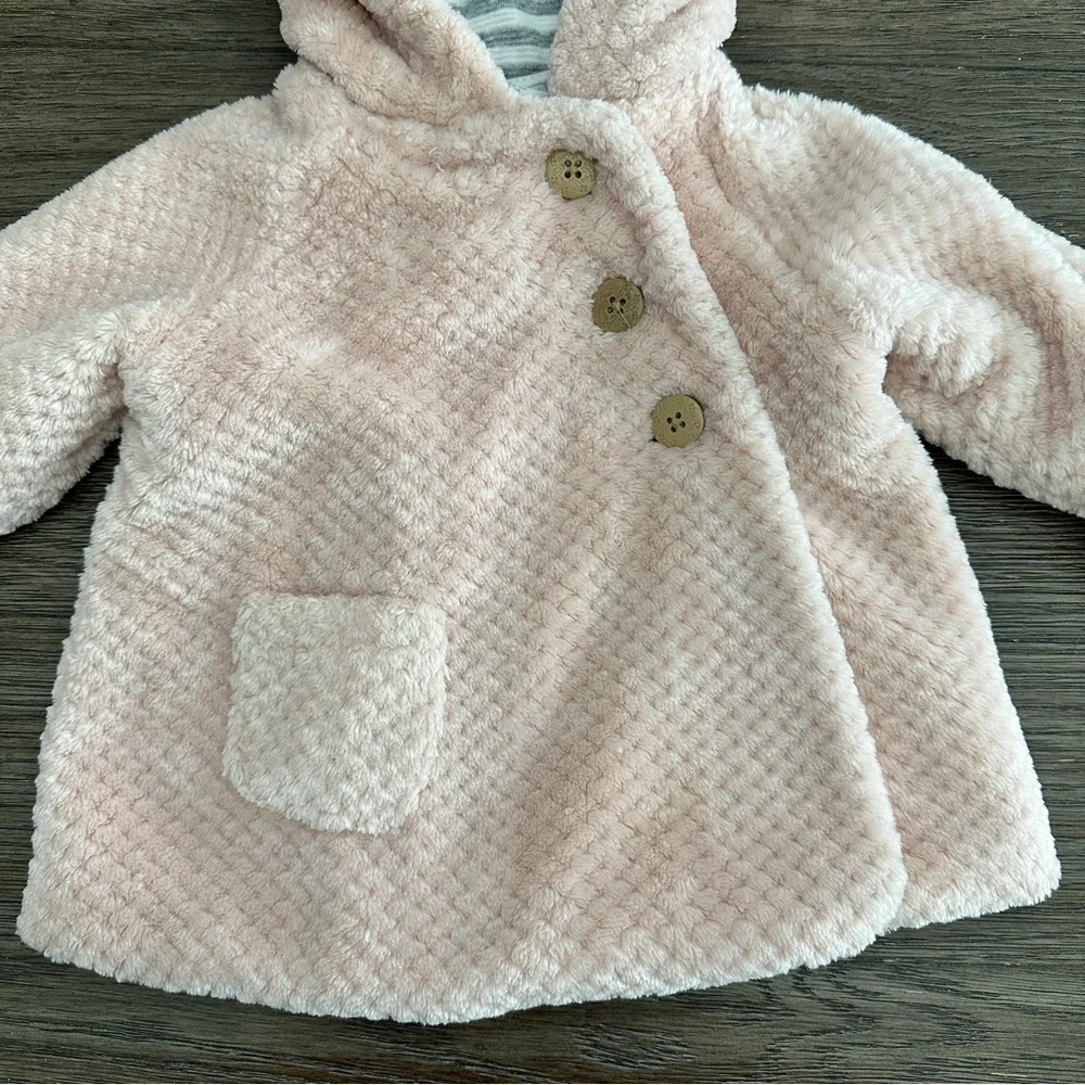 Tahari Faux Fur Hooded Jacket - Pink - 3-6 Months